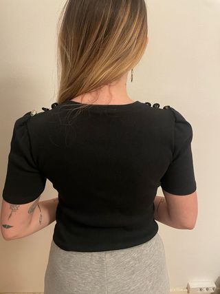 Camiseta canalé vintage con botones