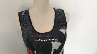 Mini abito paillettes nero multicolor taglia M