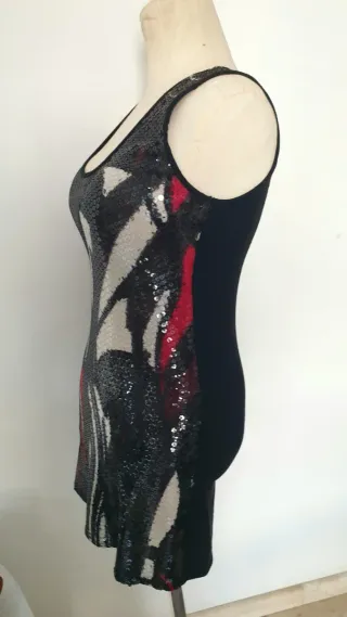 Mini abito paillettes nero multicolor taglia M