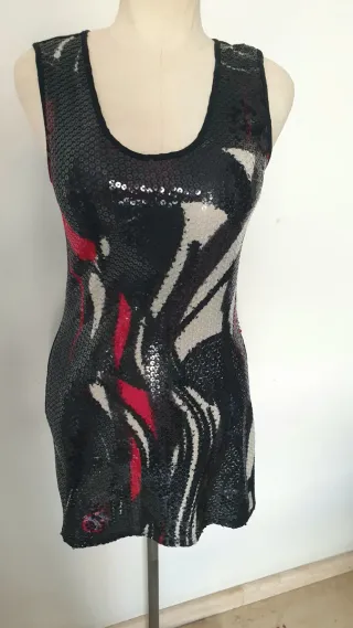 Mini abito paillettes nero multicolor taglia M