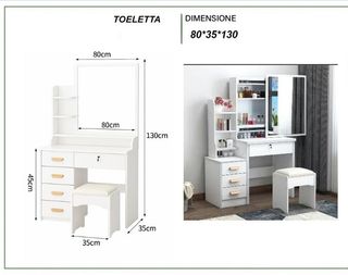 TOILETTAS con specchio e sgabello