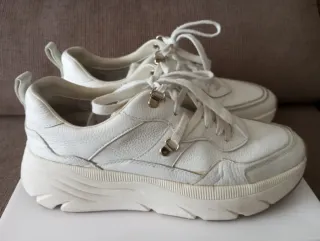 Zapatillas piel blancas mujer plataforma