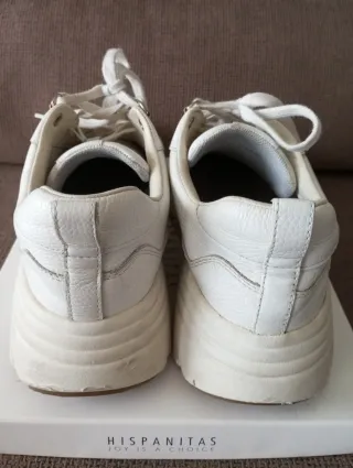Zapatillas piel blancas mujer plataforma