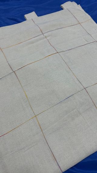 Cortinas Lino Crudo Cuadros Multicolor