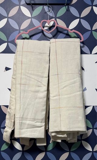 Cortinas Lino Crudo Cuadros Multicolor