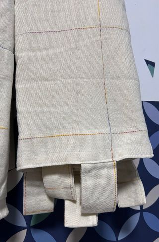 Cortinas Lino Crudo Cuadros Multicolor