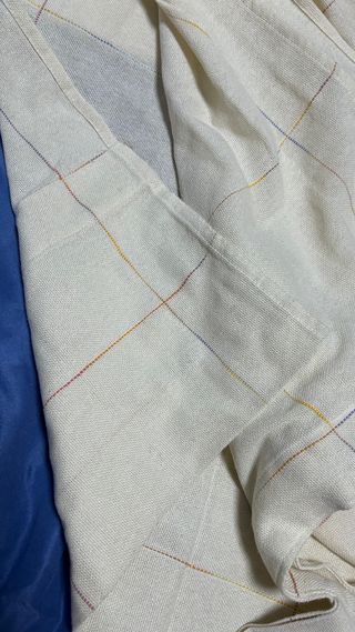 Cortinas Lino Crudo Cuadros Multicolor