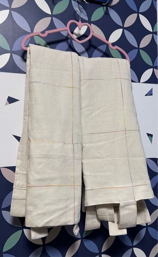 Cortinas Lino Crudo Cuadros Multicolor