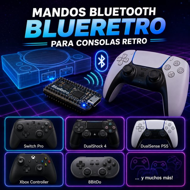 Mandos Bluetooth BlueRetro para Consolas Retro