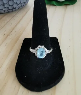 Anillo Aguamarina Natural, tamaño Ajustable.