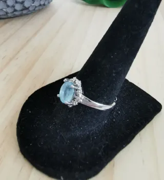Anillo Aguamarina Natural, tamaño Ajustable.