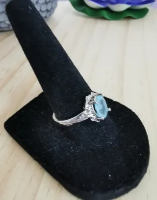 Anillo Aguamarina Natural, tamaño Ajustable.