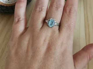 Anillo Aguamarina Natural, tamaño Ajustable.
