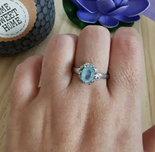 Anillo Aguamarina Natural, tamaño Ajustable.