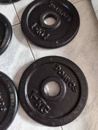 Discos Mancuernas 1kg y 5kg + Barras y Cierres