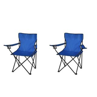 5 Sillas Plegables Gris Exterior con Portavasos