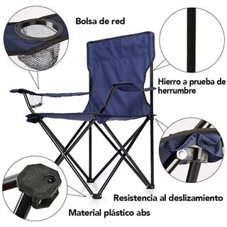 Set de 4 Sillas Para Camping Gris Plegables