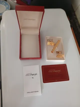 Gemelos y pinza S.T. Dupont dorados