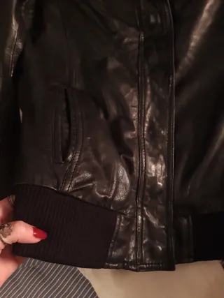 Cazadora de cuero auténtico negra