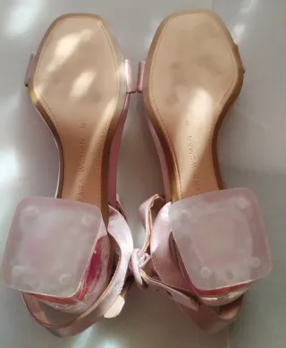 Sandalias tacón transparente rosa