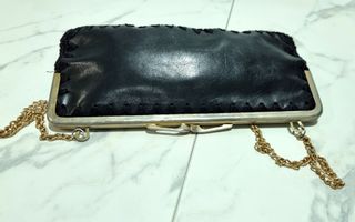Bolso Vintage 50 de Piel Genuina y Ganchillo