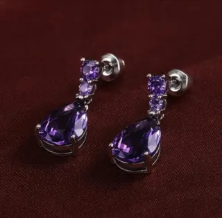 Pendientes Plata Ley Cristal Swarovski Morado