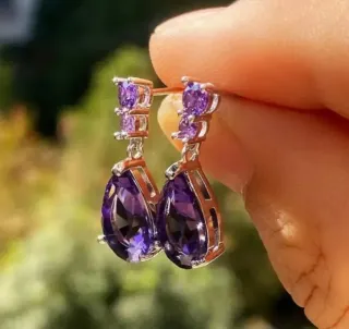 Pendientes Plata Ley Cristal Swarovski Morado