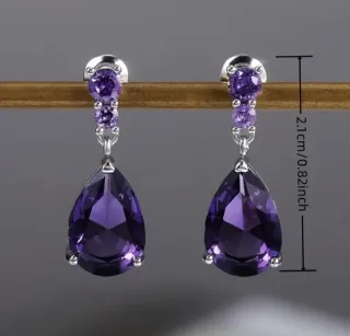 Pendientes Plata Ley Cristal Swarovski Morado