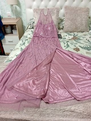 Vestido fiesta Koton rosa palo talla