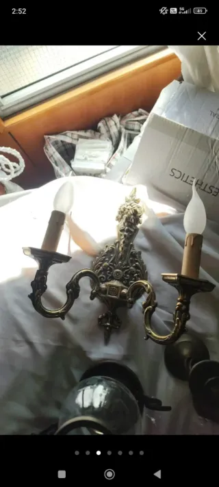 Candelabros Vintage Bronce y Mármol