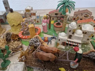 Gran lote antiguas figura belen casa escena Oliver