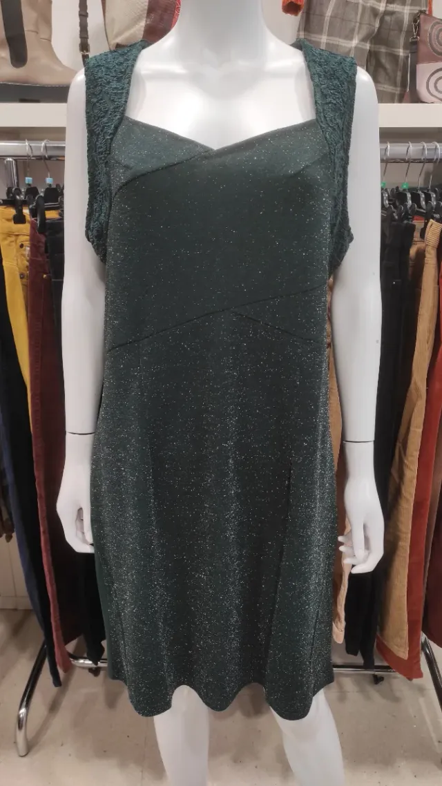 Vestido fiesta lentejuelas verde Smash Talla XXL