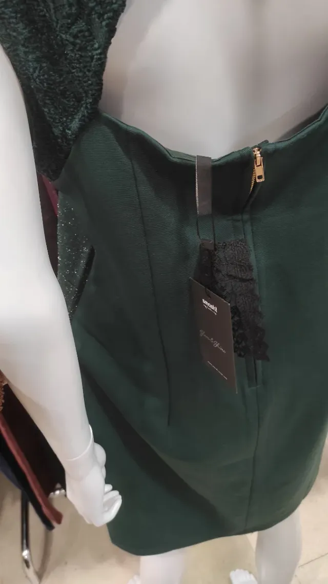 Vestido fiesta lentejuelas verde Smash Talla XXL