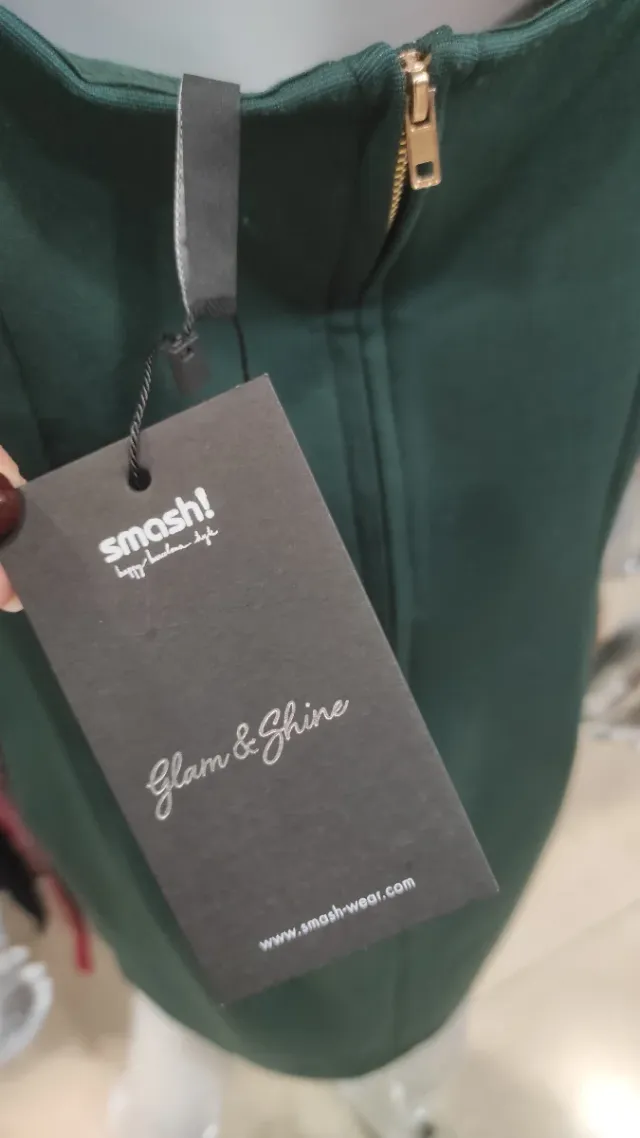 Vestido fiesta lentejuelas verde Smash Talla XXL