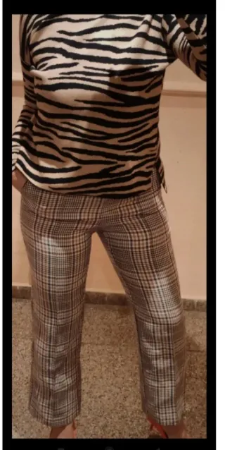 Pantalón recto cuadros Príncipe de Gales Talla L