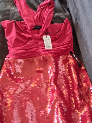 Vestido VICTORIA lentejuelas rosa/rojo nuevo