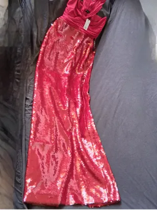 Vestido VICTORIA lentejuelas rosa/rojo nuevo