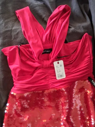 Vestido VICTORIA lentejuelas rosa/rojo nuevo
