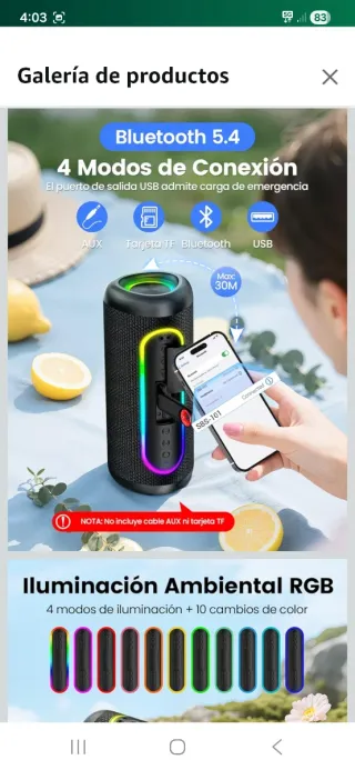 Altavoz Bluetooth Potente Sonido Estéreo 30W nuevo