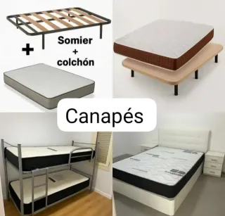 Colchones, canapés,Somier,base tpz,cabezal,mesitas