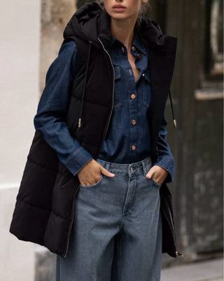 Chaleco acolchado Zara negro