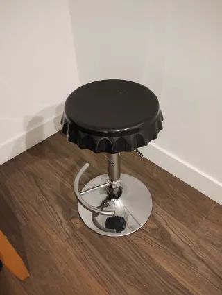 Banqueta Vintage alta negra y plateada