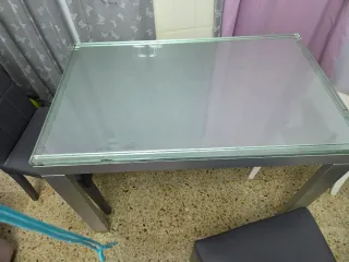 Mesa comedor extensible cristal 150cm