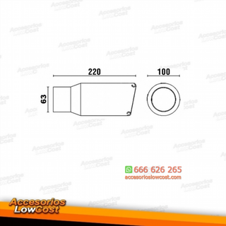 COLA DE ESCAPE REDONDA 102MM NEGRA