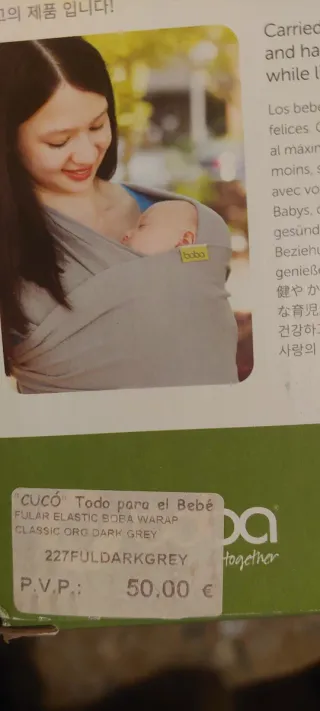 Fular portabebés Boba gris