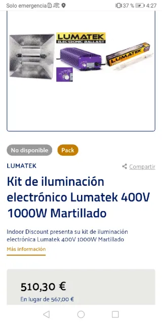 FOCOS CULTIVO LUMATEK 1000W (32unds)URGE