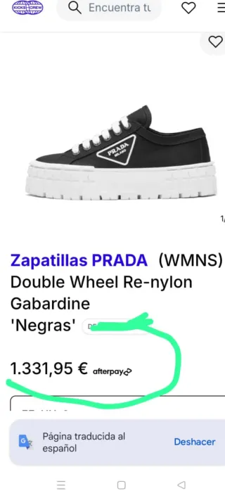 Prada Zapatillas Plataforma Talla 40 Negras