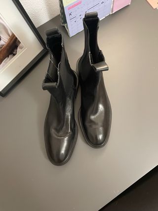 Botines ZARA Negro Piel Talla 38