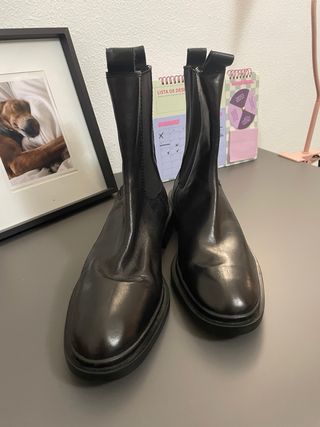 Botines ZARA Negro Piel Talla 38