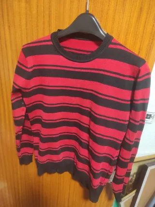 Jersey rallas rojo y negro talla M